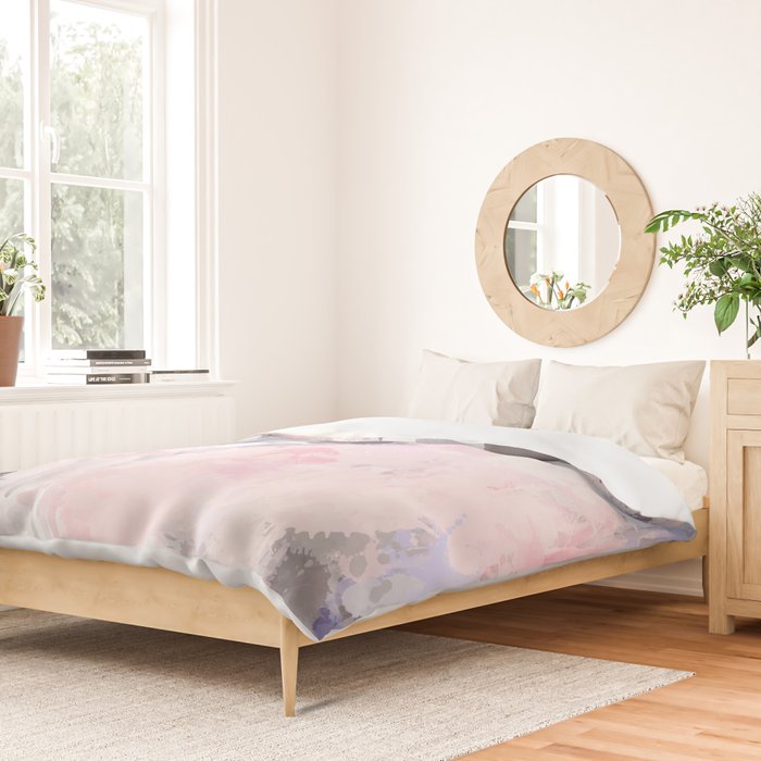 Modern Contemporary soft Pastel Pink Grey Abstract Duvet Cover Gallery Image 2