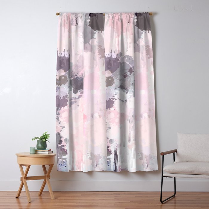 Modern Contemporary soft Pastel Pink Grey Abstract Window Curtain Gallery Image 1