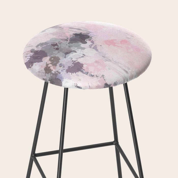 Modern Contemporary soft Pastel Pink Grey Abstract Stool Gallery Image 2