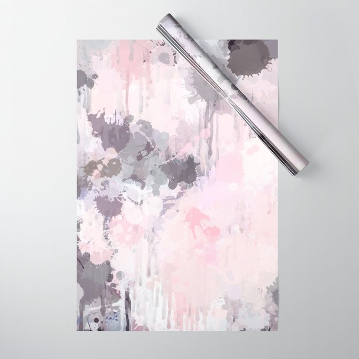 Modern Contemporary soft Pastel Pink Grey Abstract Wrapping Paper Gallery Image 1
