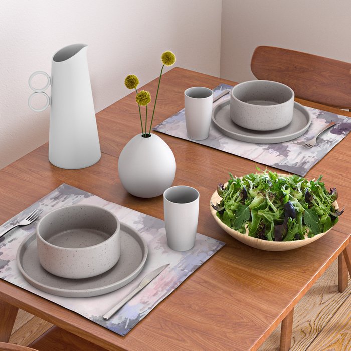 Modern Contemporary soft Pastel Pink Grey Abstract Placemat Gallery Image 2