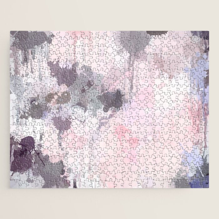 Modern Contemporary soft Pastel Pink Grey Abstract Jigsaw Puzzle Gallery Image 1