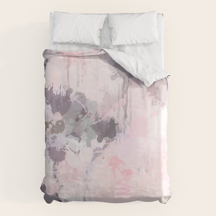 Modern Contemporary soft Pastel Pink Grey Abstract Duvet Cover Gallery Image 1