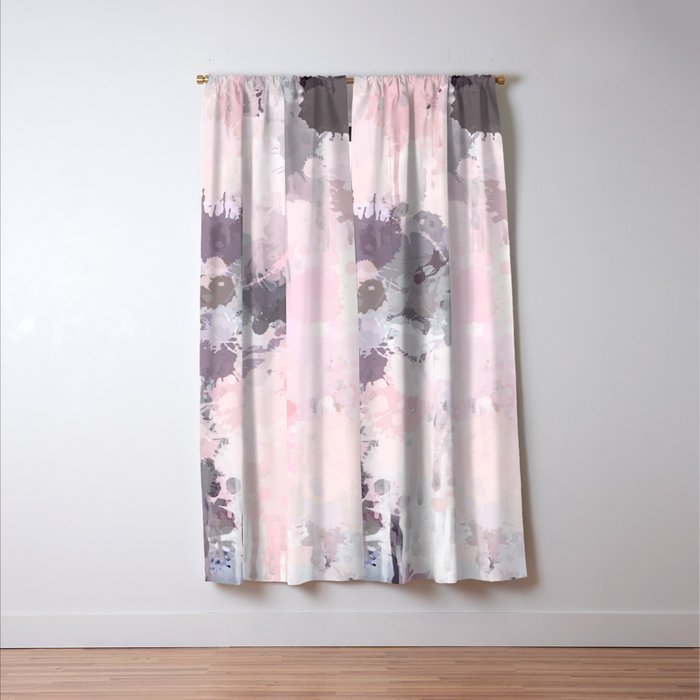 Modern Contemporary soft Pastel Pink Grey Abstract Window Curtain Gallery Image 3