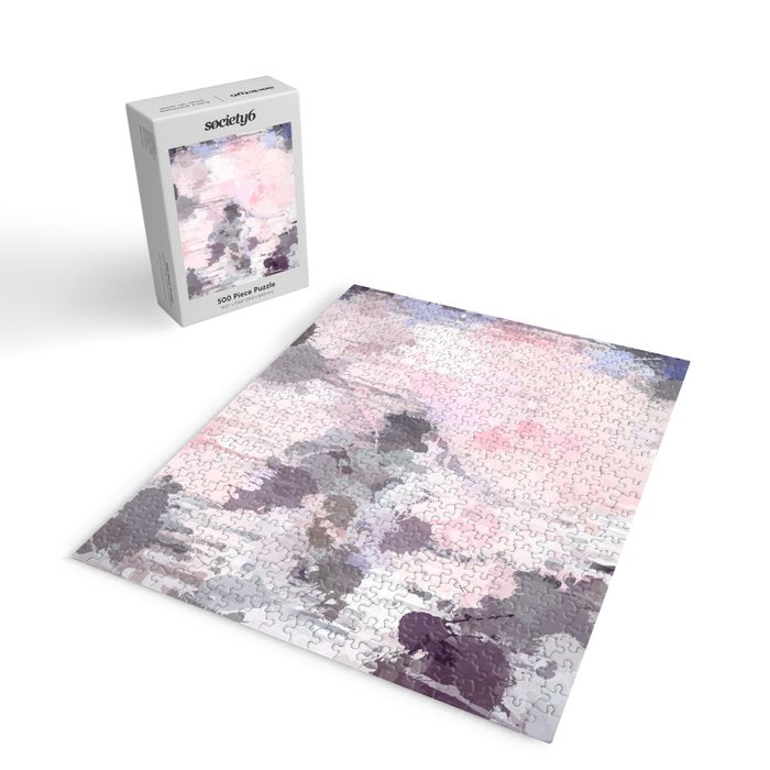 Modern Contemporary soft Pastel Pink Grey Abstract Jigsaw Puzzle Gallery Image 2