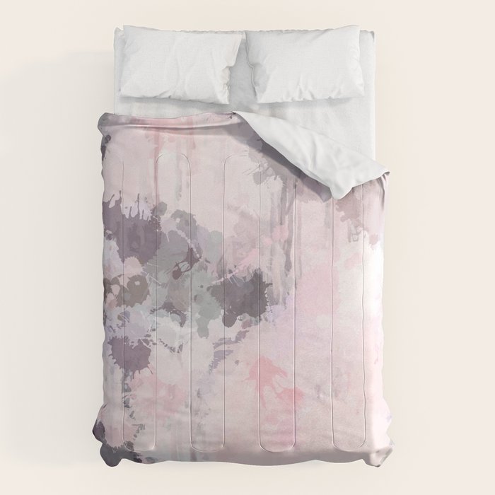 Modern Contemporary soft Pastel Pink Grey Abstract Comforter Gallery Image 6