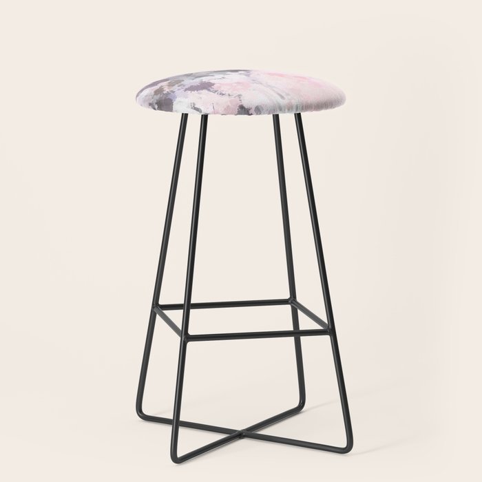Modern Contemporary soft Pastel Pink Grey Abstract Stool Gallery Image 1