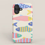 SEA LA VIE - Coastal Pun Fish Art with dots and stripes  iPhone Case Gallery Image 1