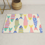 SEA LA VIE - Coastal Pun Fish Art with dots and stripes  Rug Gallery Image 1