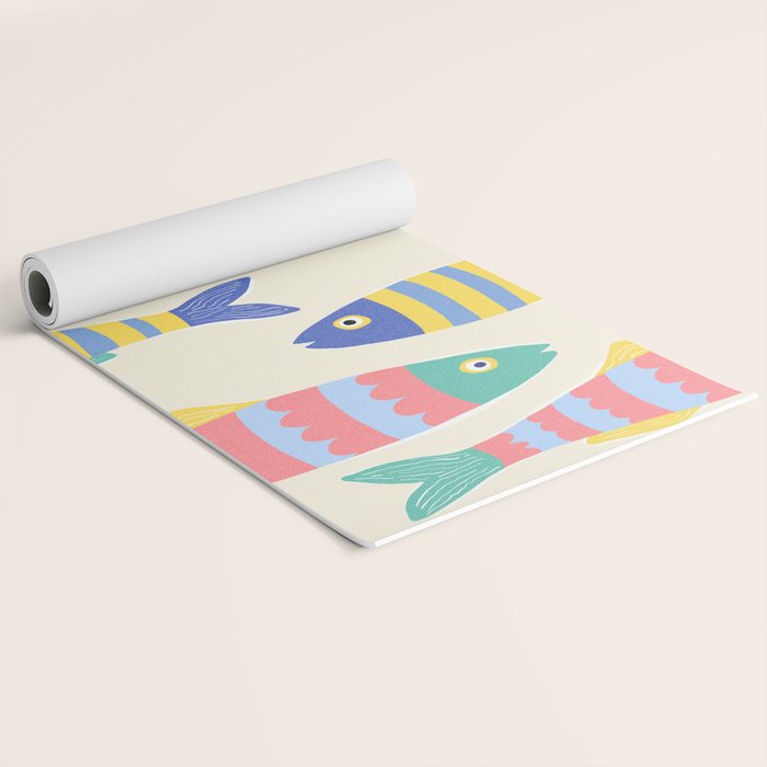 SEA LA VIE - Coastal Pun Fish Art with dots and stripes  Yoga Mat Gallery Image 2