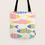 SEA LA VIE - Coastal Pun Fish Art with dots and stripes  Tote Bag Gallery Image 1