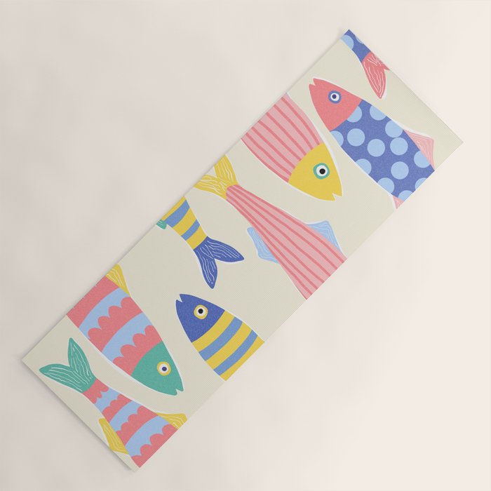 SEA LA VIE - Coastal Pun Fish Art with dots and stripes  Yoga Mat Gallery Image 1