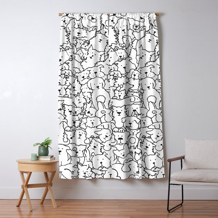 Dog Doodle Art Window Curtain Gallery Image 1
