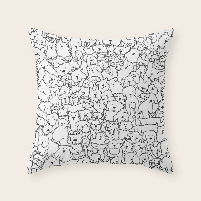 Dog Doodle Art Throw Pillow Gallery Image 6