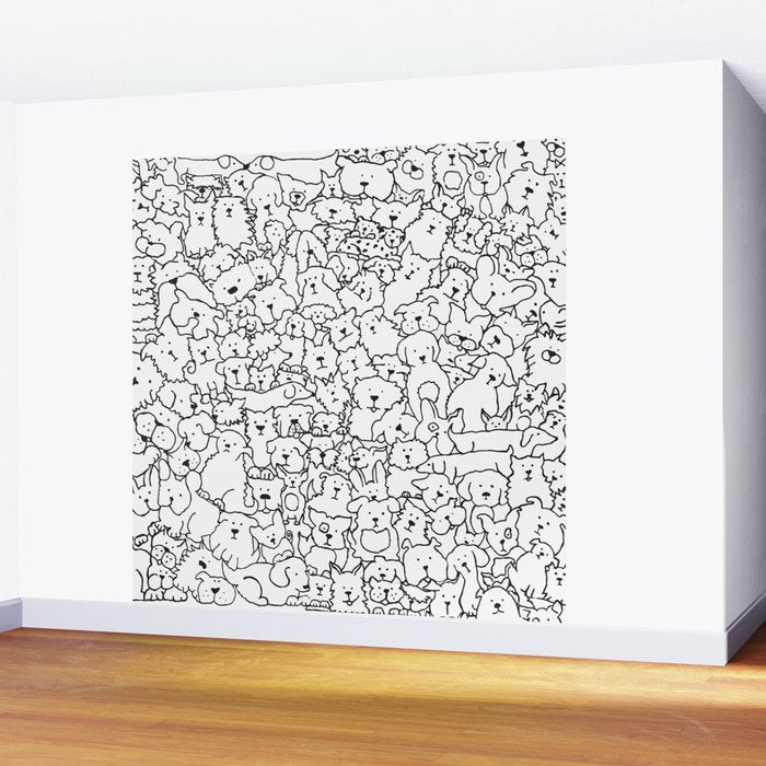 Dog Doodle Art Wall Mural Gallery Image 2