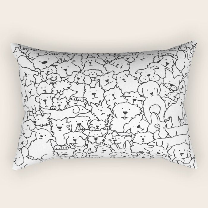 Dog Doodle Art Rectangular Pillow Gallery Image 1