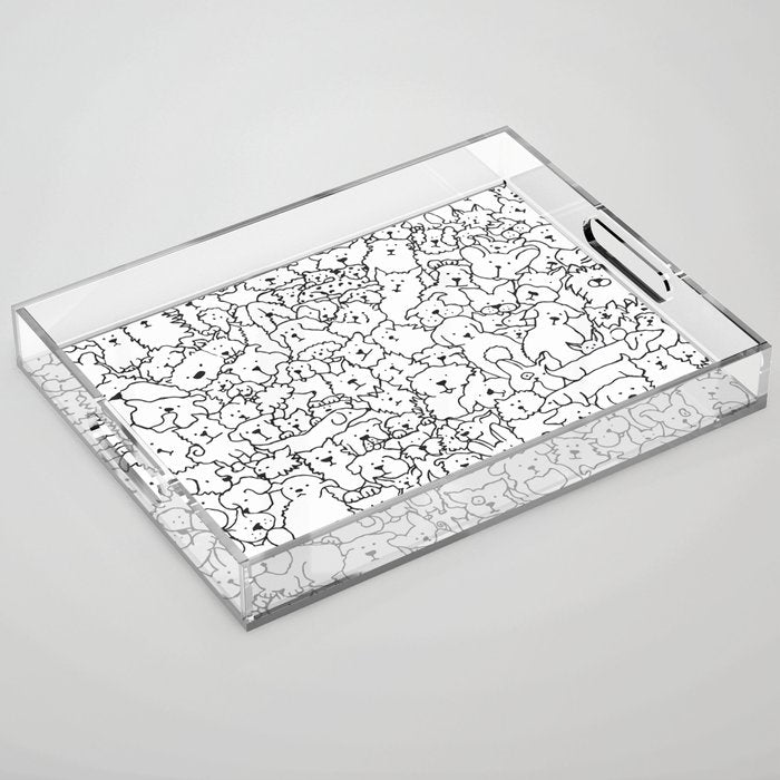 Dog Doodle Art Acrylic Tray Gallery Image 1
