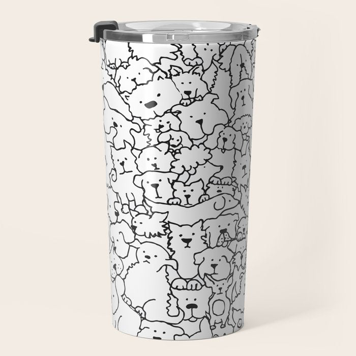 Dog Doodle Art Travel Mug Gallery Image 3