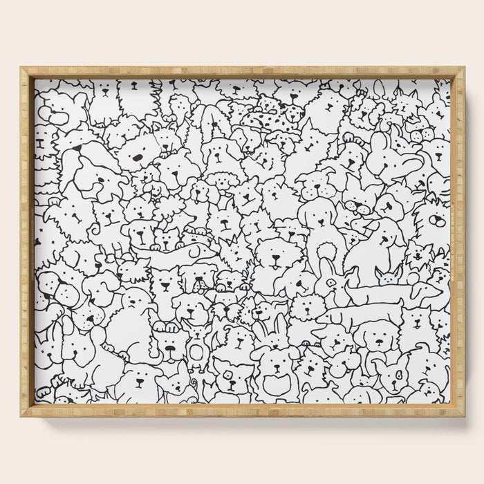 Dog Doodle Art Serving Tray Gallery Image 1