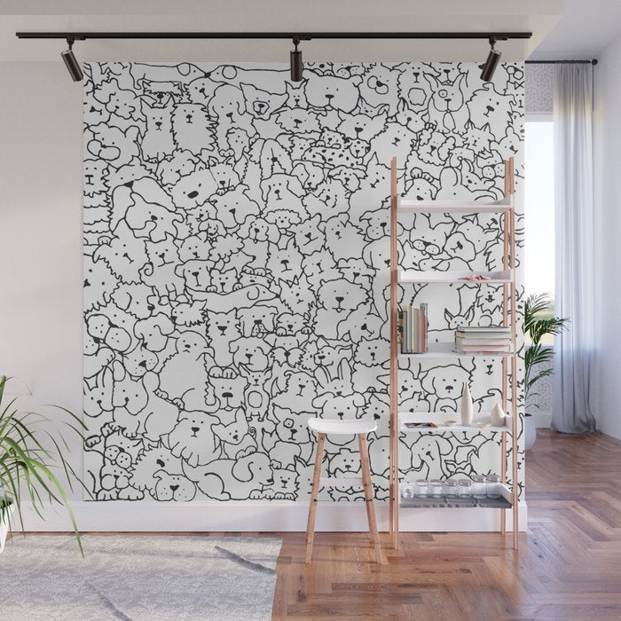 Dog Doodle Art Wall Mural Gallery Image 1