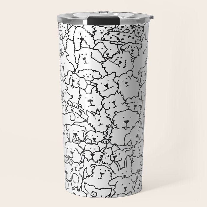 Dog Doodle Art Travel Mug Gallery Image 1