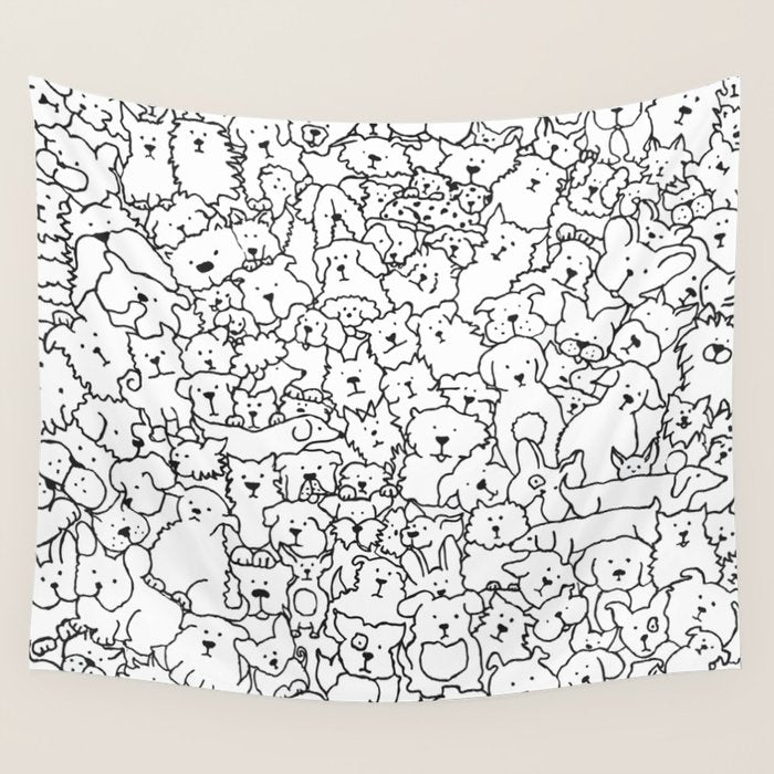 Dog Doodle Art Wall Tapestry Gallery Image 1