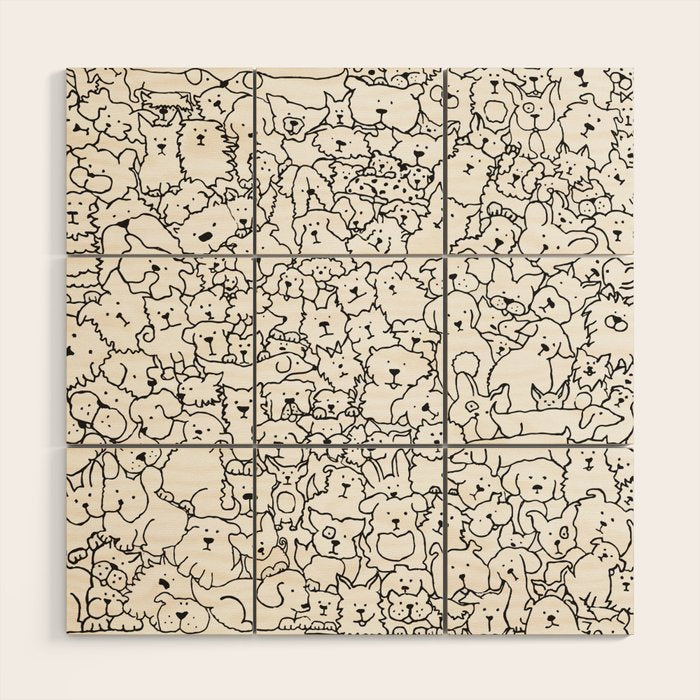 Dog Doodle Art Wood Wall Art Gallery Image 1