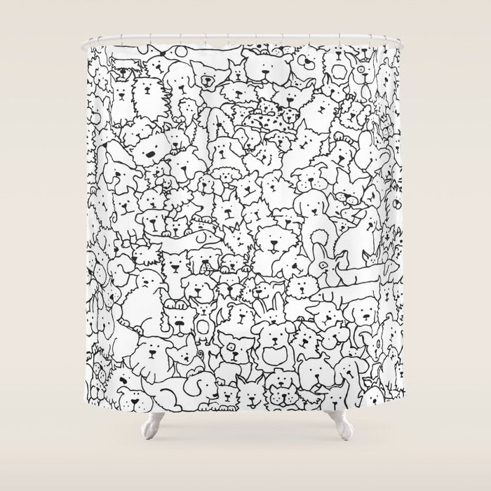 Dog Doodle Art Shower Curtain Gallery Image 1