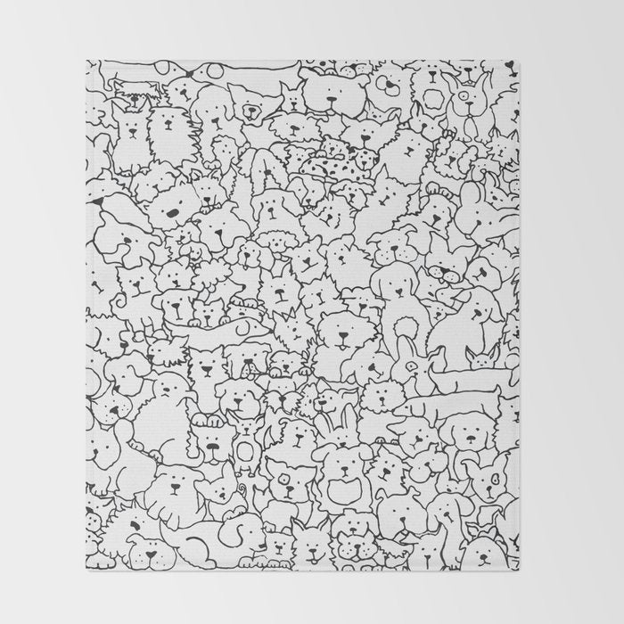 Dog Doodle Art Throw Blanket Gallery Image 2