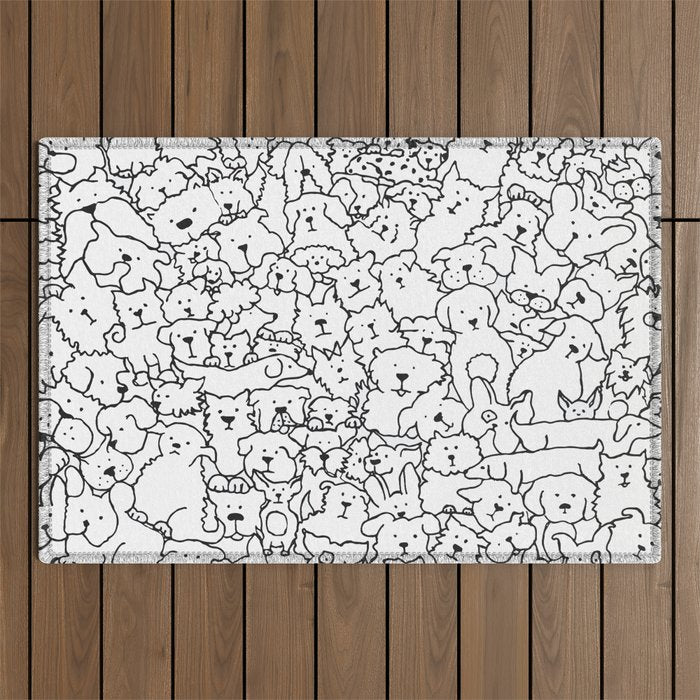Dog Doodle Art Outdoor Rug Gallery Image 1