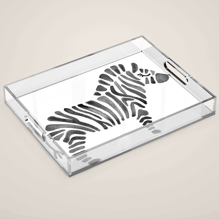 Zebras - Black & White Palette Acrylic Tray Gallery Image 1