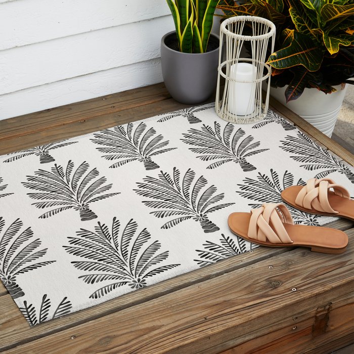 Palm Tree - Black Outdoor Rug Gallery Image 2