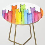Cat Rainbow Watercolor Pattern Side Table Gallery Image 2
