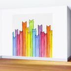 Cat Rainbow Watercolor Pattern Wall Mural Gallery Image 2