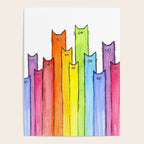 Cat Rainbow Watercolor Pattern Poster Gallery Image 4