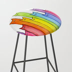 Cat Rainbow Watercolor Pattern Stool Gallery Image 2
