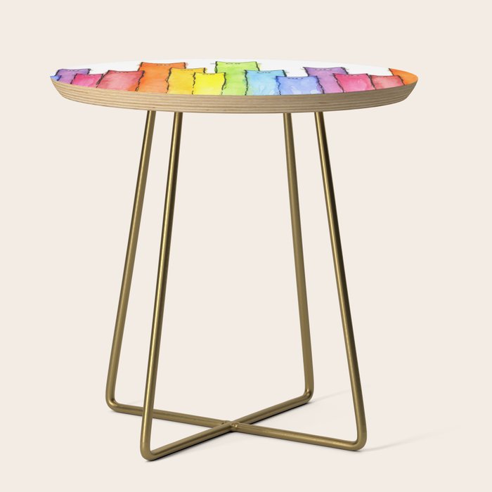 Cat Rainbow Watercolor Pattern Side Table Gallery Image 1