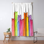 Cat Rainbow Watercolor Pattern Window Curtain Gallery Image 5
