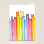Cat Rainbow Watercolor Pattern Stationery Card Gallery Image 2