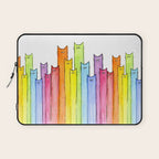 Cat Rainbow Watercolor Pattern Laptop Sleeve Gallery Image 1