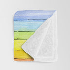 Cat Rainbow Watercolor Pattern Throw Blanket Gallery Image 3