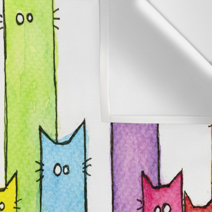 Cat Rainbow Watercolor Pattern Wall Tapestry Gallery Image 3