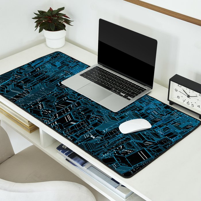 Night light city / Lineart city in blue Desk Mat Gallery Image 2