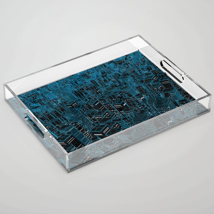 Night light city / Lineart city in blue Acrylic Tray Gallery Image 1