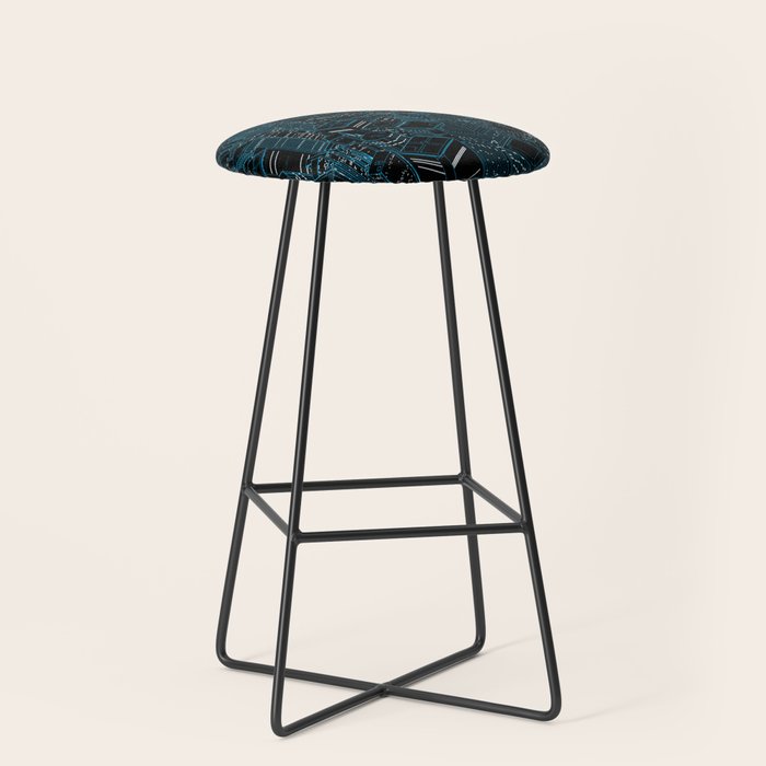 Night light city / Lineart city in blue Stool Gallery Image 1