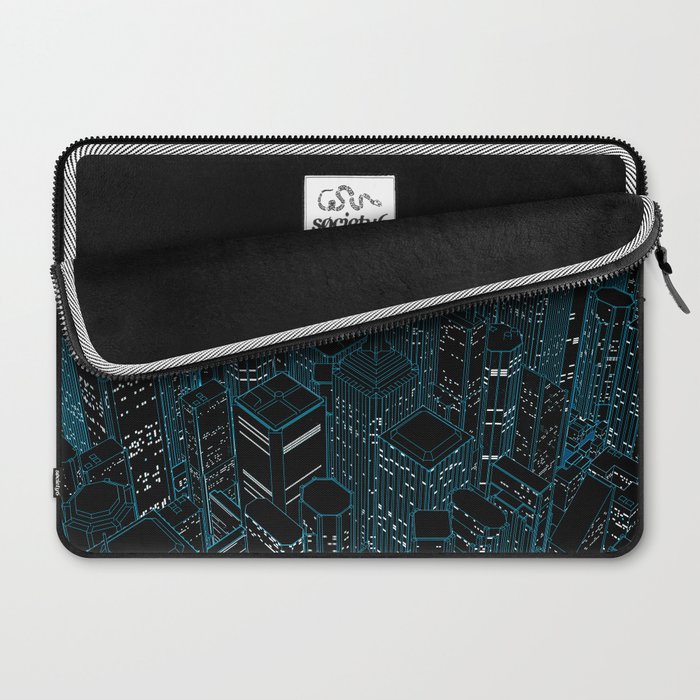 Night light city / Lineart city in blue Laptop Sleeve Gallery Image 2