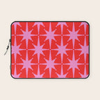 Retro Christmas Atomic Stars Mid Century Modern Pattern in Preppy Pink and Red Laptop Sleeve Gallery Image 1