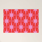 Retro Christmas Atomic Stars Mid Century Modern Pattern in Preppy Pink and Red Welcome Mat Gallery Image 1
