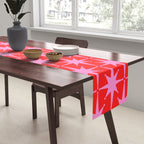 Retro Christmas Atomic Stars Mid Century Modern Pattern in Preppy Pink and Red Table Runner Gallery Image 2