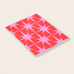 Retro Christmas Atomic Stars Mid Century Modern Pattern in Preppy Pink and Red Notebook Gallery Image 3